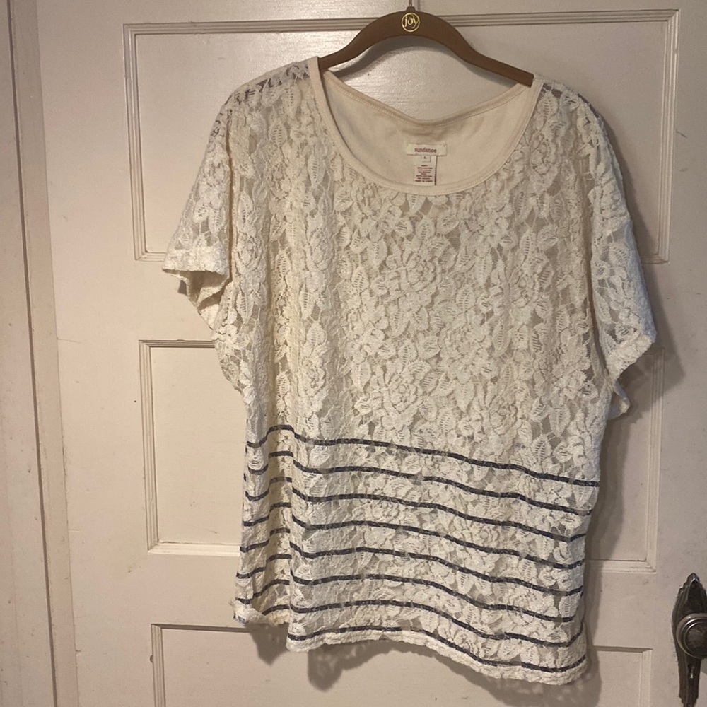 Sundance sheer lacy crop top. Size L